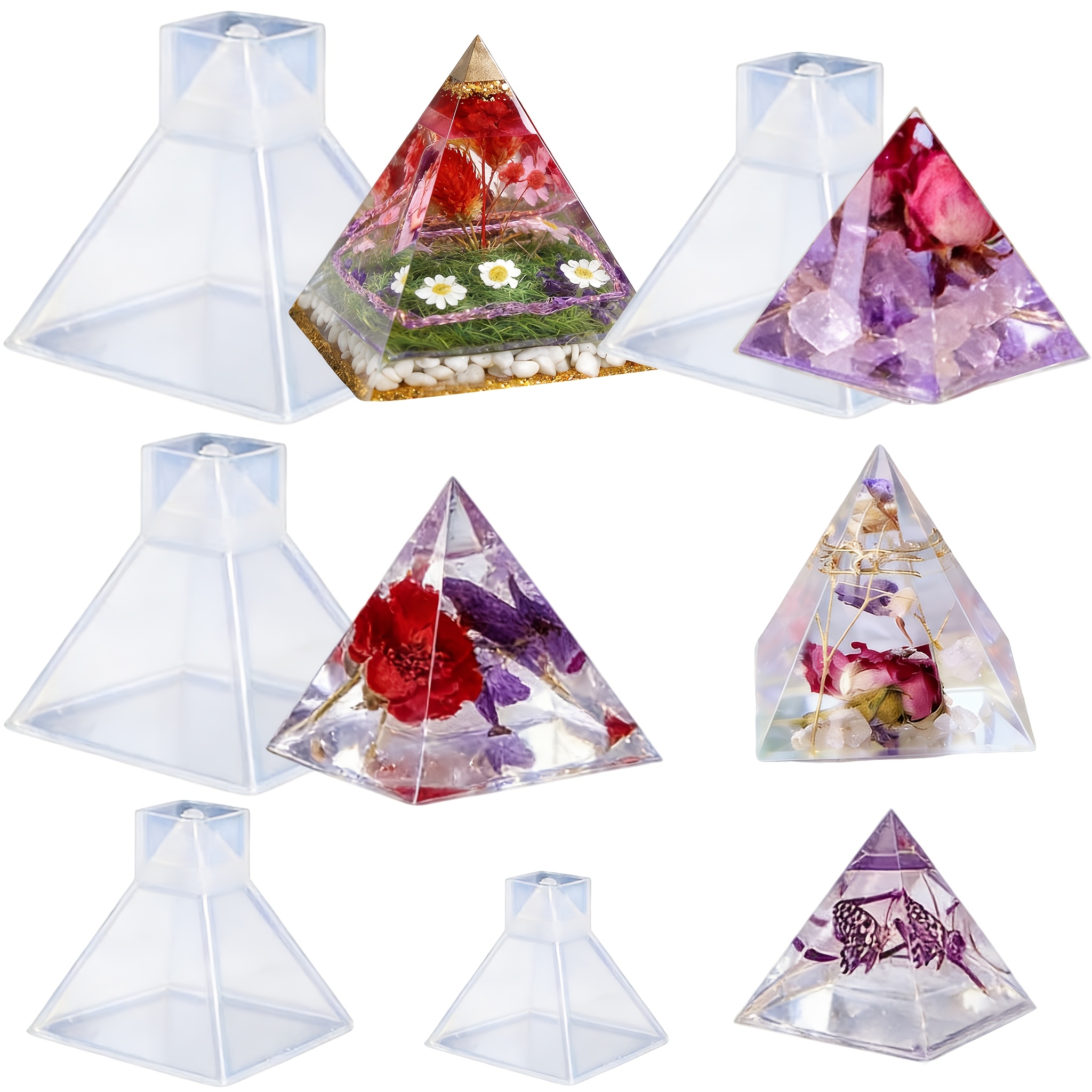 Resin Mold Jewelry - 5pc- Pyramid resin molds of various