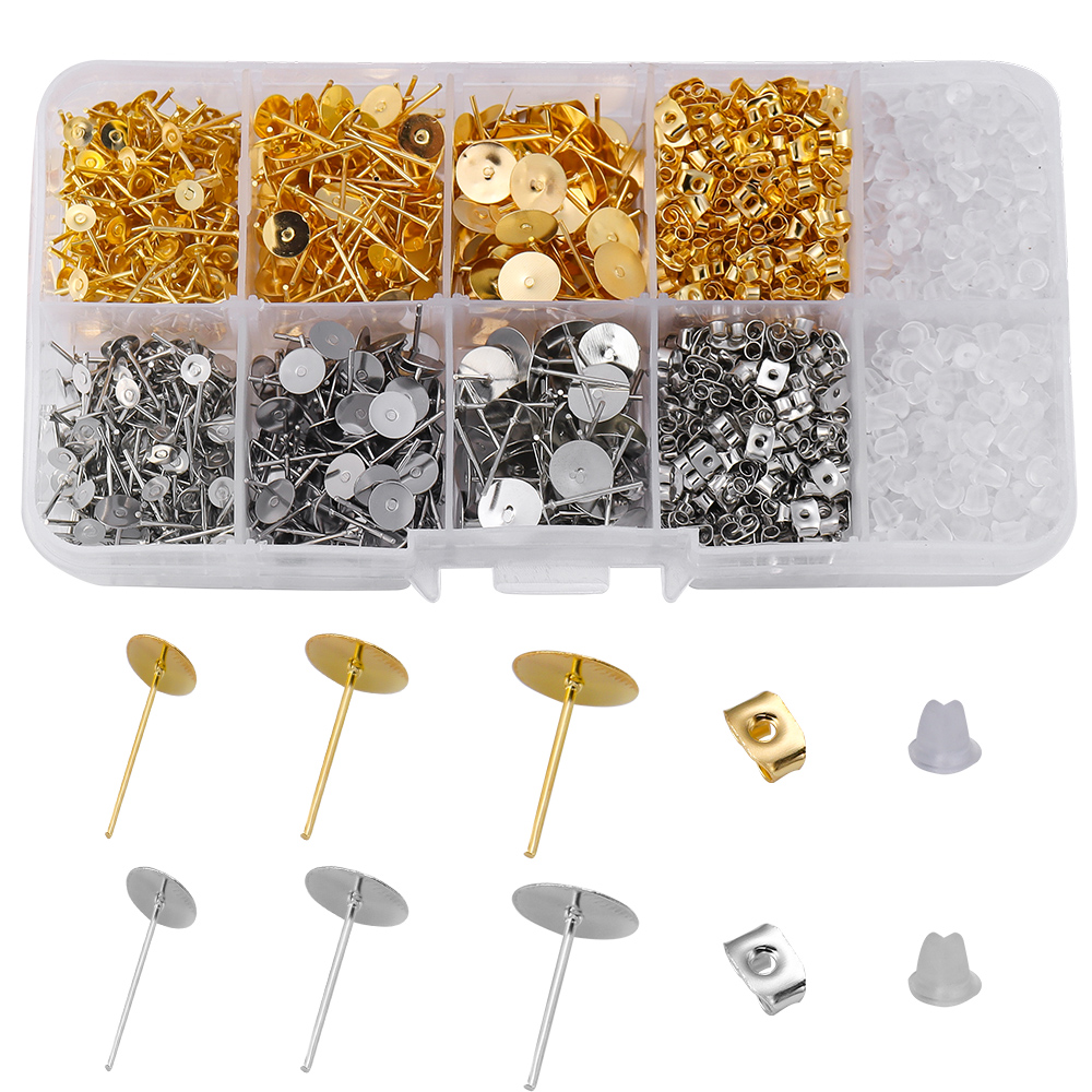 Jewelry Making Box - 1400Pcs/Lot Blank Post Earring Studs Base