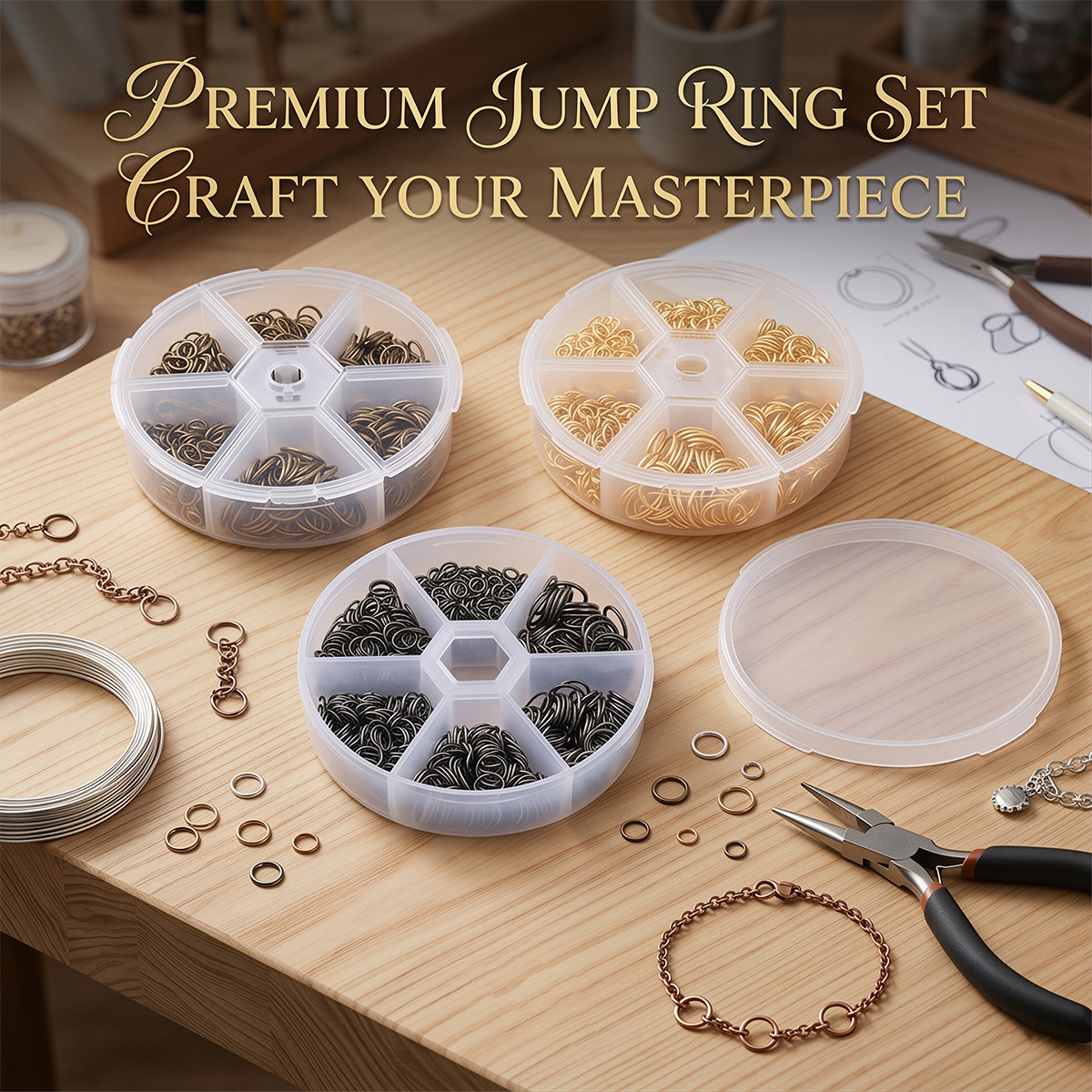 Jewelry Making Box - Iron Alloy Jump Rings 4-10mm 880pcs