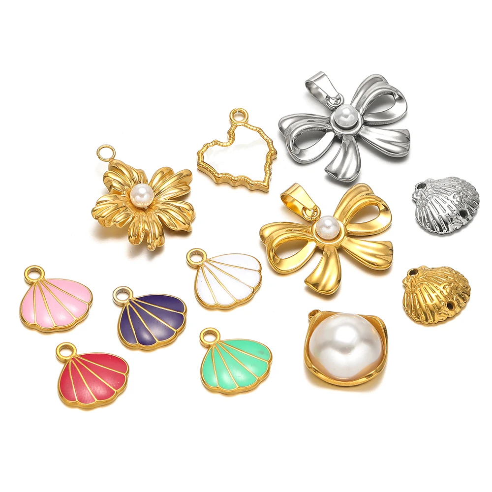 Jewelry Making For Kids - 5pcs Stainless Steel Enamel Shell Charms