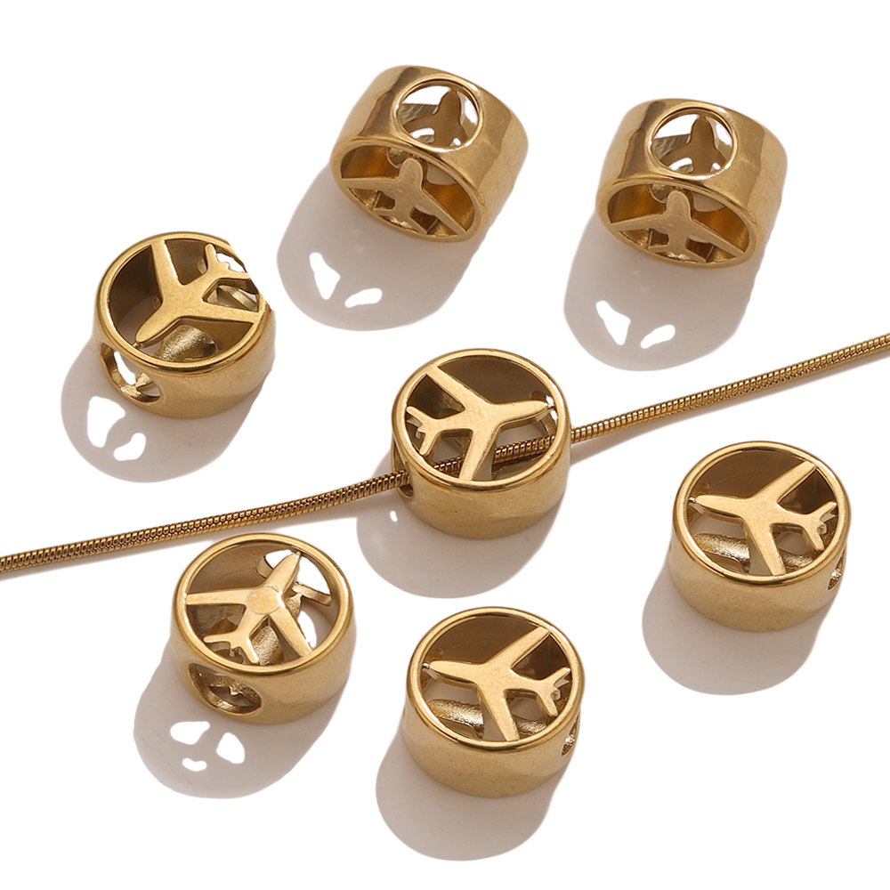 Jewelry Making Supplies Wholesale - 5PCS 18K Gold Plated Airplane Openwork