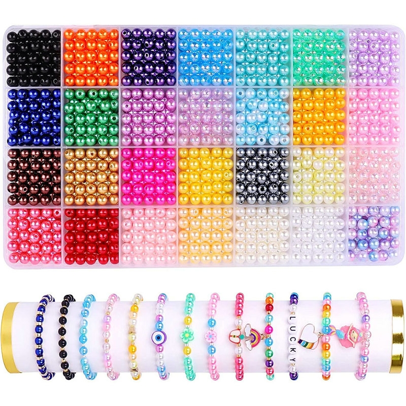 Jewelry Making For Kids - 1680PCS Pearl Beads Kit 28 Colors