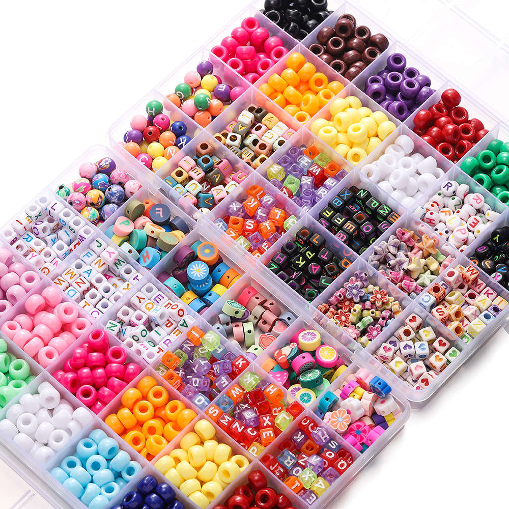 Jewelry Making Box - 1 Box Colorful Acrylic Pony Bead