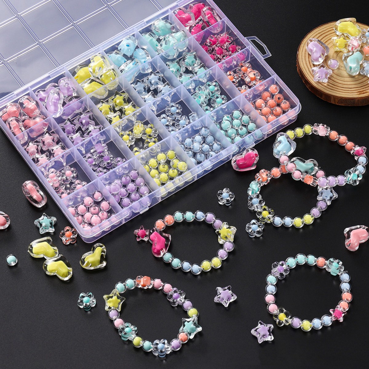 174pcs/Box Heart Acrylic Beads - đánh giá và giá Jewelry Making For Kids