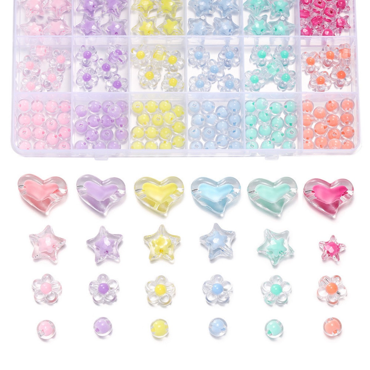174pcs/Box Heart Acrylic Beads - đánh giá và giá Jewelry Making For Kids