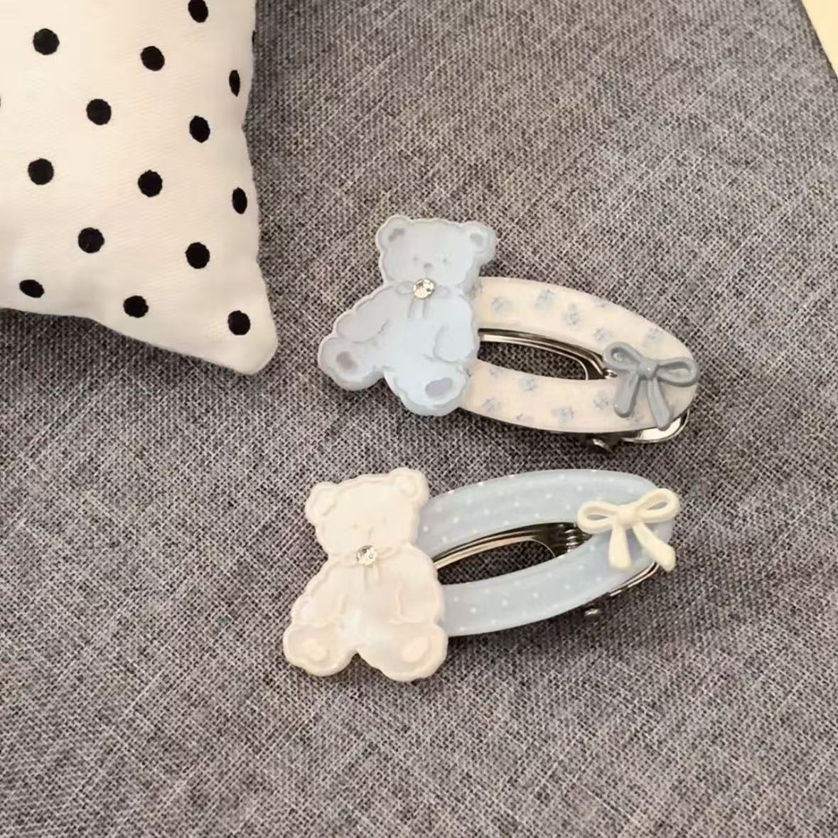 Y2K Blue White Bear Hair Clips - đánh giá và giá Jewelry Making For Kids