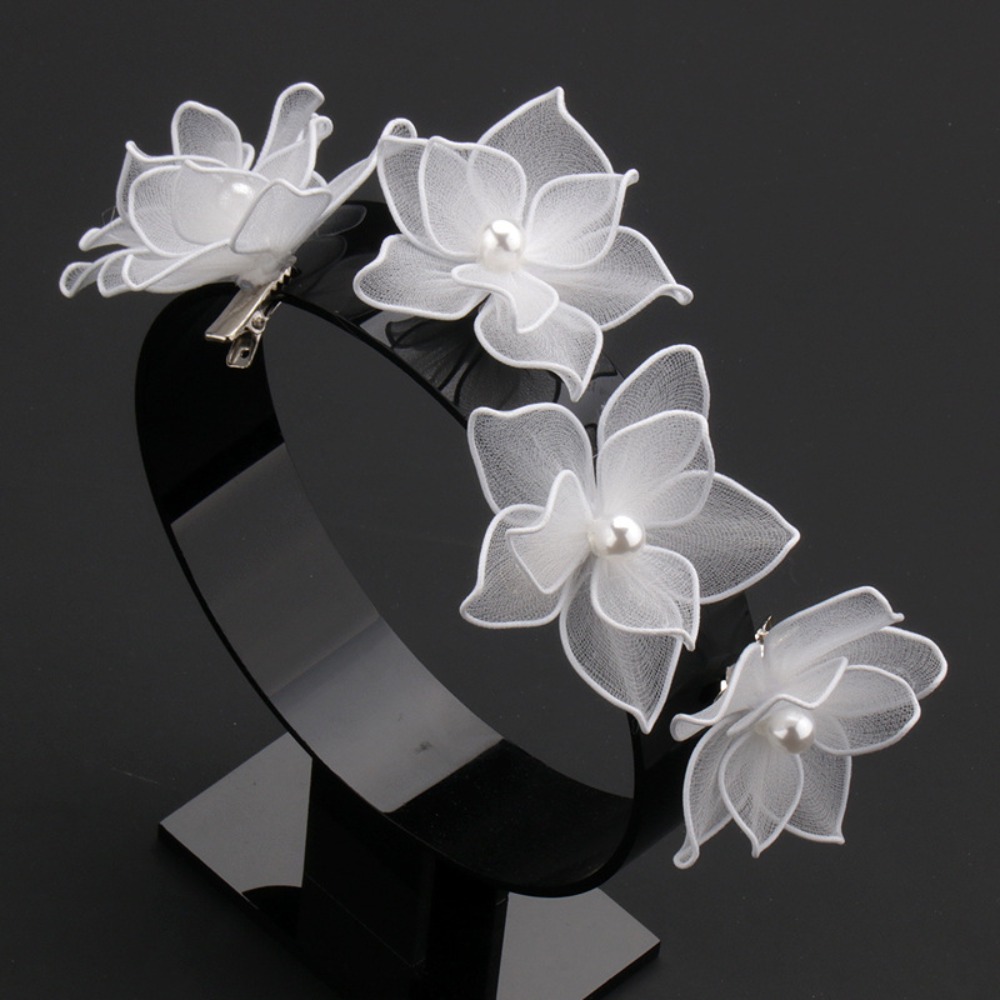 Elegant White Silk Flower Hair - đánh giá và giá Jewelry Making For Kids