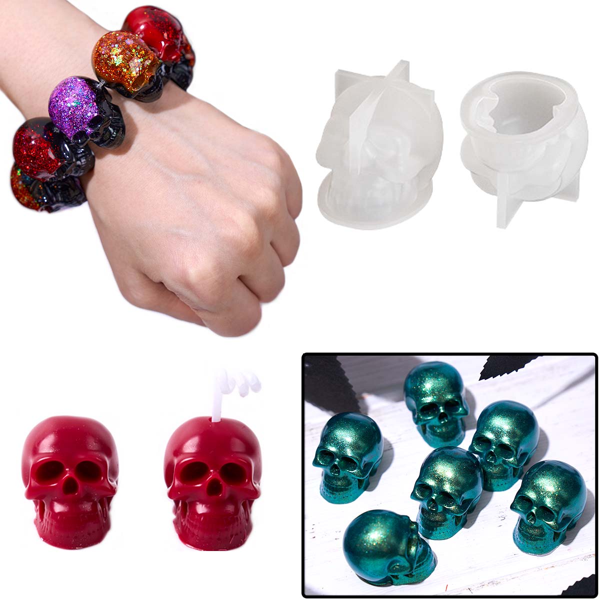 Halloween Ornament Mini Skull  - đánh giá và giá Resin Mold Jewelry