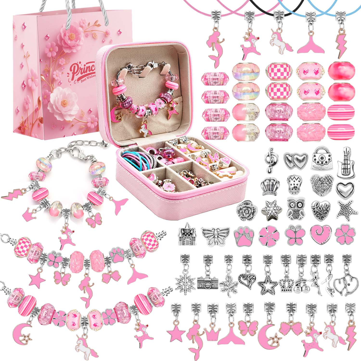 68pcs pink beaded jewelry set, - đánh giá và giá Jewelry Making Box