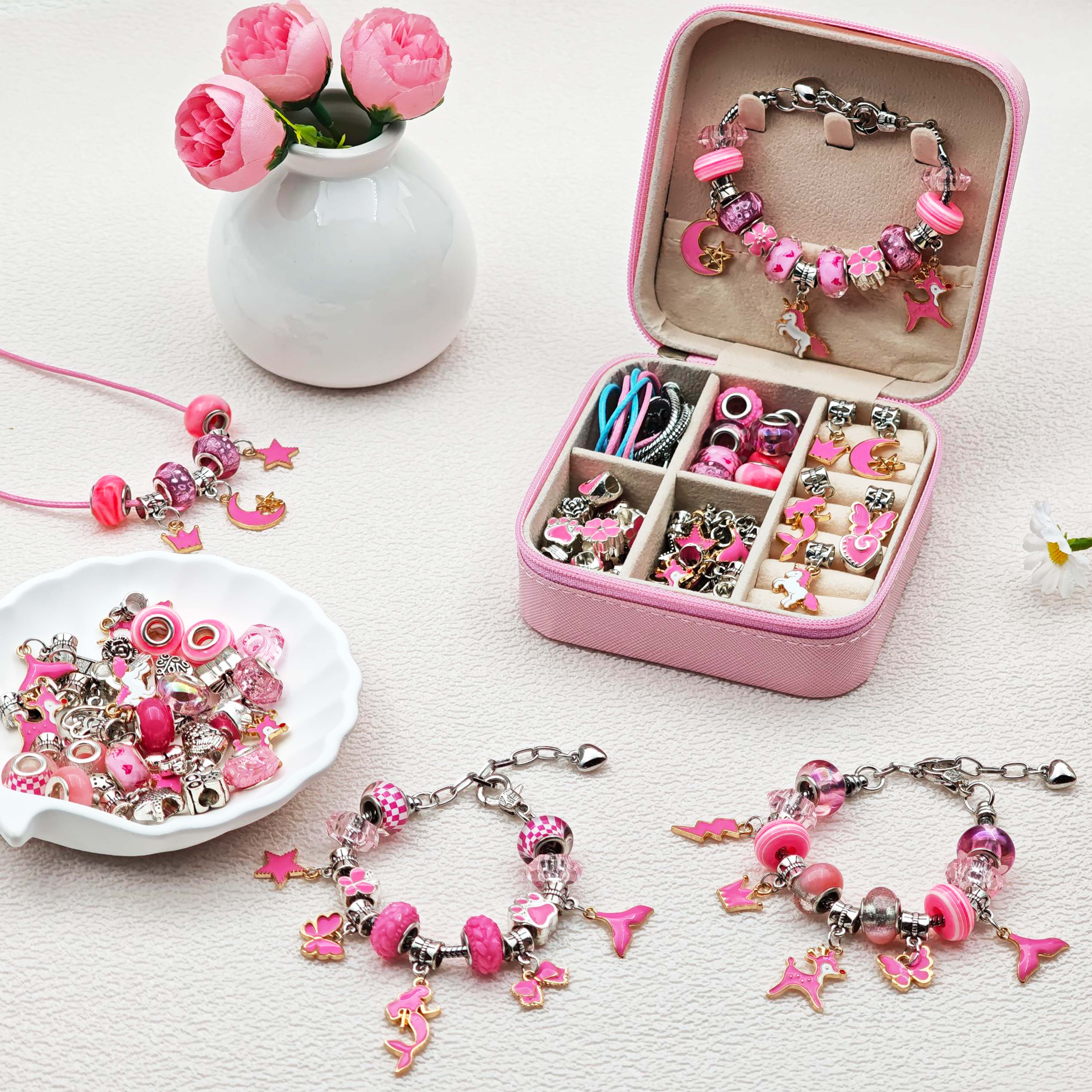 68pcs pink beaded jewelry set, - đánh giá và giá Jewelry Making Box